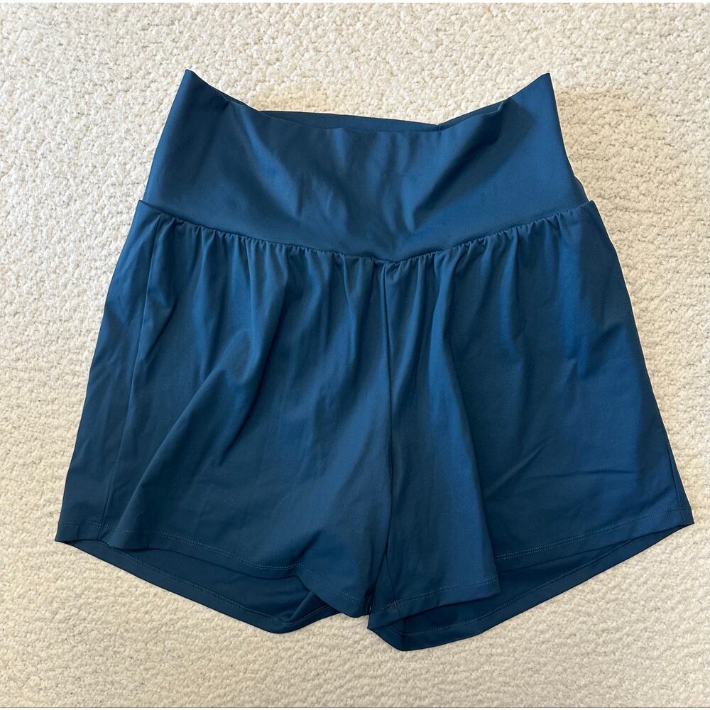 Halara Womens Softlyzero Airy Super High Waisted 2 in 1 Yoga Shorts Large Long